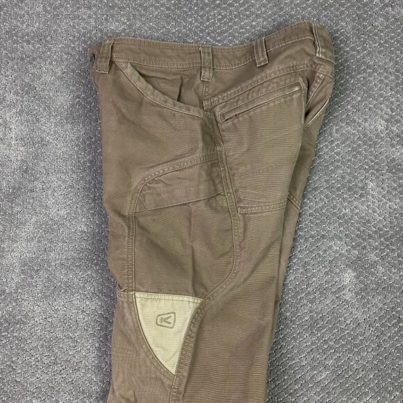 Keen Pants Men's 32 x 34 Brown Double Knee Cargo Work Hiking Canvas Duck Flint - Picture 7 of 15